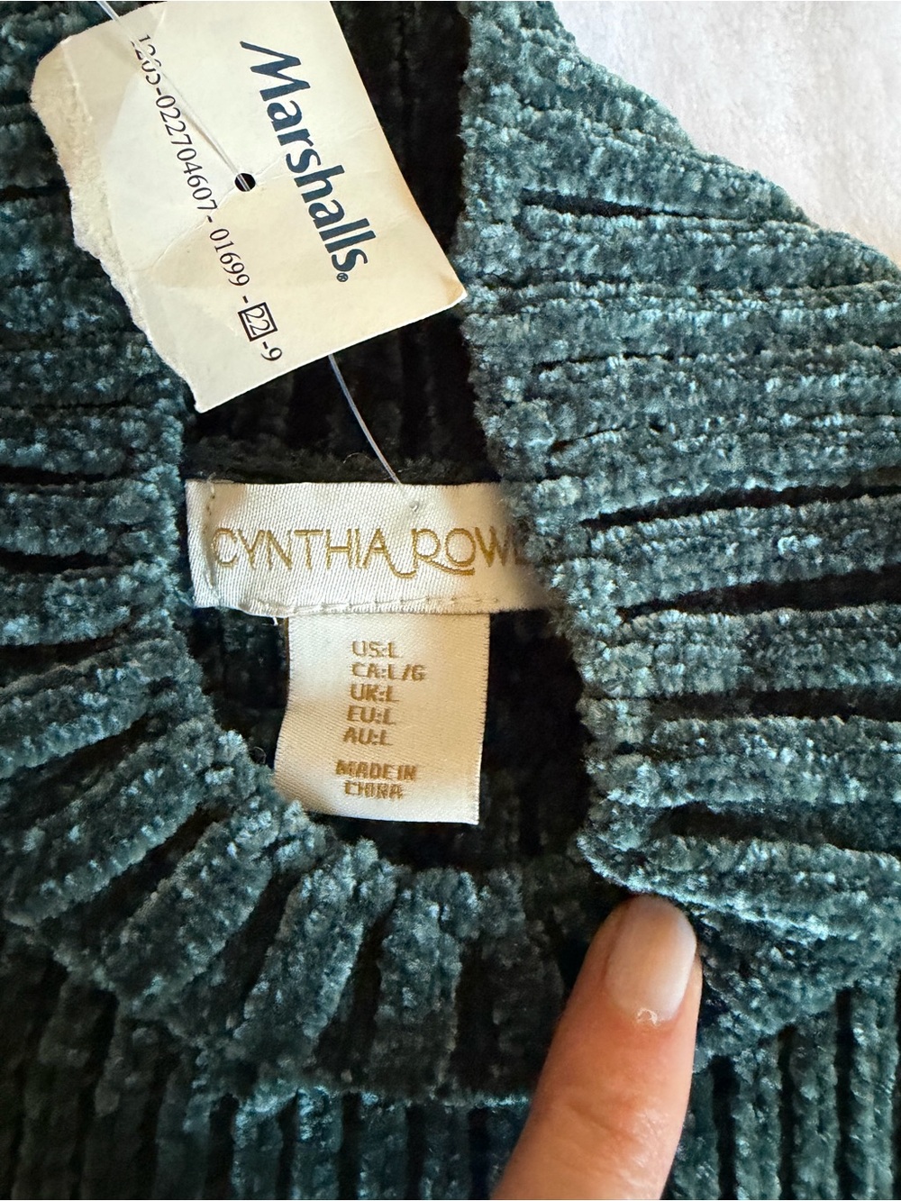 Cynthia Rowley Teal Ribbed Turtleneck Sweater - Picture 4 of 6